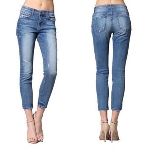 Plantinum Flying Monkey Ankle Skinny Medium Wash Distressed Jeans Size 25